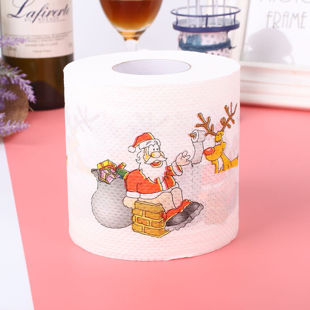 Tafel Decor Levert Schoonmaken Xmas Accessoires Vrolijk Kerstfeest Papier Toiletpapier Wit Rood Oranje Kerstman Patroon