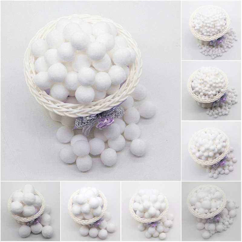 Hvid pompon 8mm 10mm 15mm 20mm 30mm 40mm pom poms ponpon håndværk forsyninger diy til børn tøj syning hjem bryllupsdekorationer