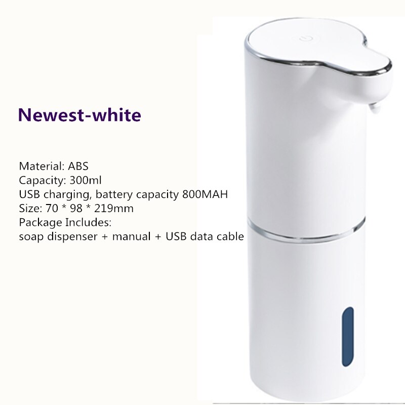 Auto Liquid Soap Foam Dispenser Rechargeable With Temperature Display Touchless Sensor Smart Hand Sanitizer Machine for Bathroom: Newest-white