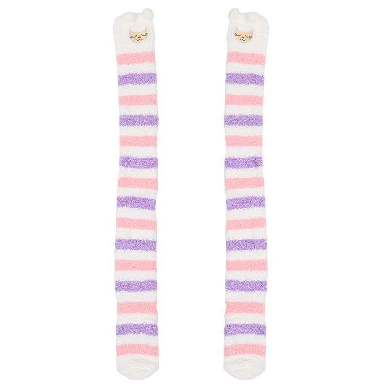 1 par kvinder fuzzy sokker vinter koral fleece sokker knæhøje strømper: Assorteret farve 2