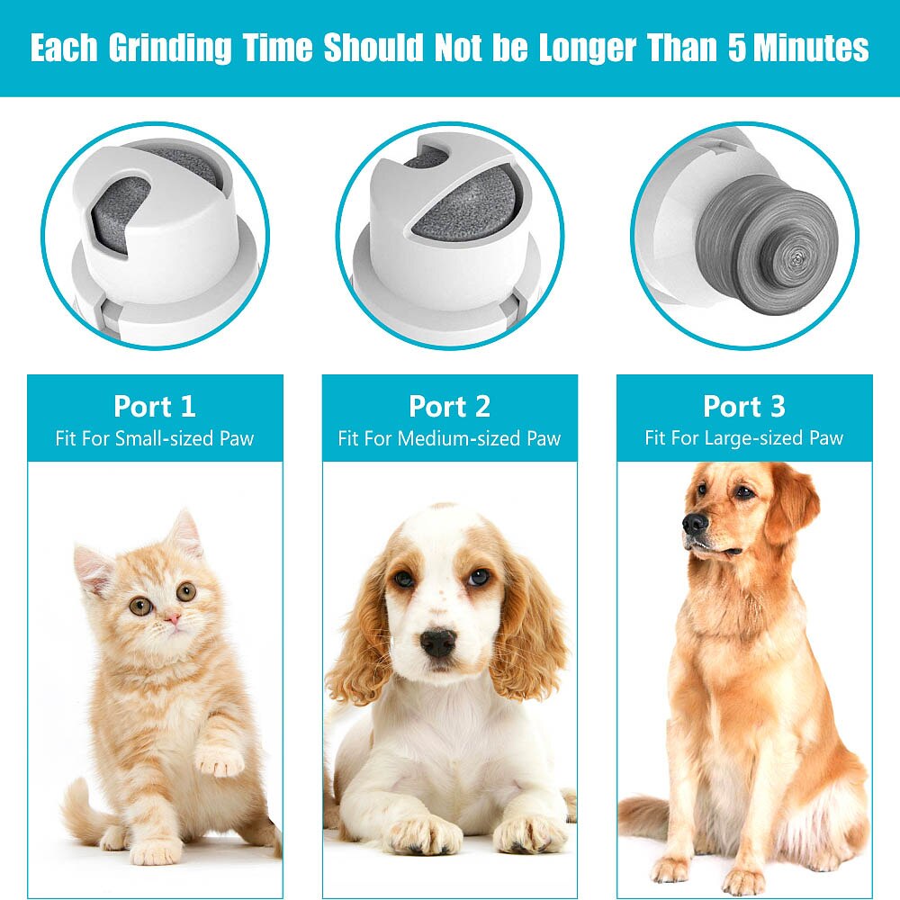 BaoRun Rechargeable Pet Nail Grinder Dog Cat Paw Care Grooming USB Electric Dogs Brid Nail Grinder Trimmer Pets Paws Nail Cutter