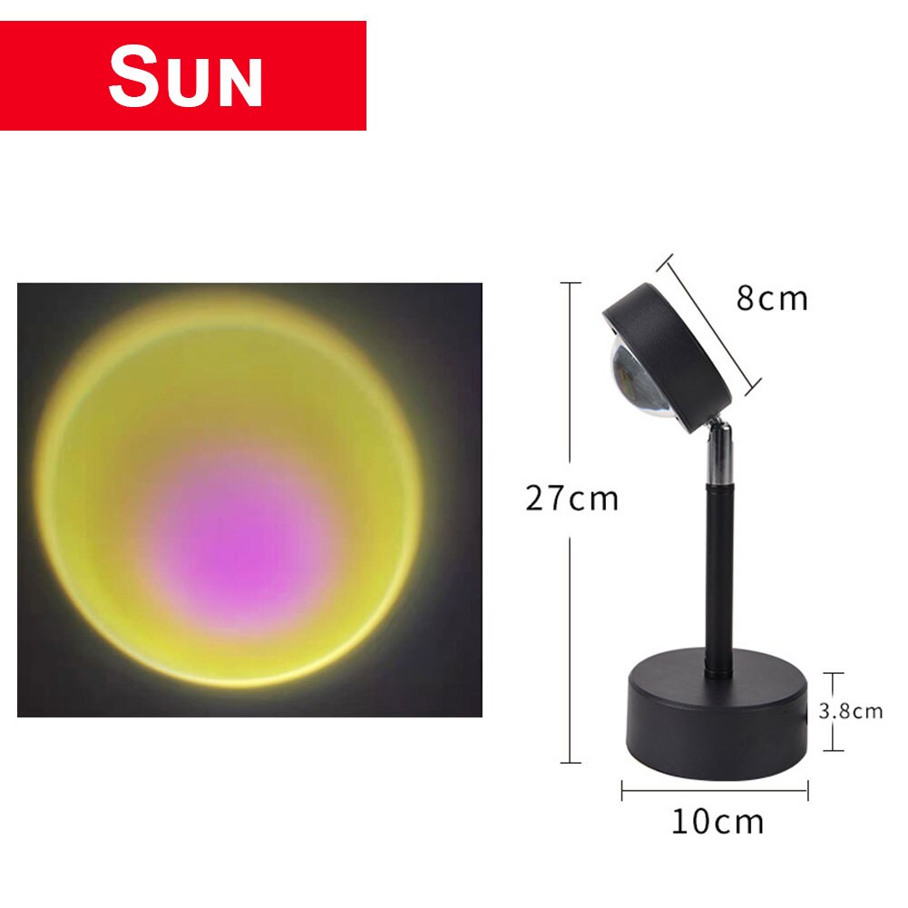 Led Light Rainbow Sunset Projection 180 Degree Rotation Rainbow Projection Lamp For Home Party Living Room Bedroom Lamps: 2