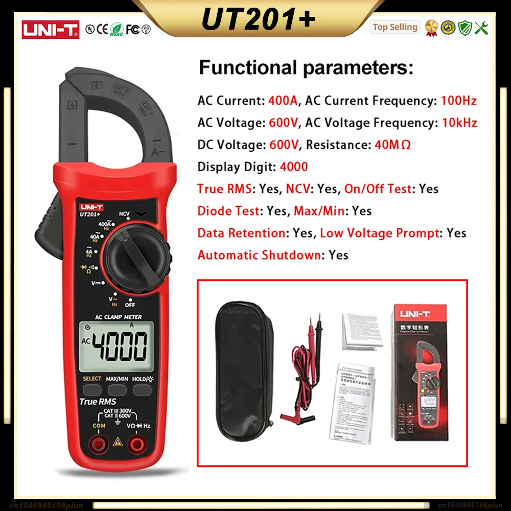 UNI T UT210E UT210D UT202A + UT204 PLUS Stroomtang Ampèremeter Digitale Elektricien Tool Elektrische Tester Multimeter: Rood