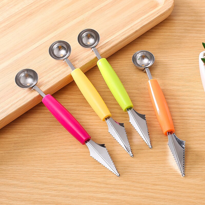 Double Head Fruit Platter Carving Tools Fruit Knife Apple Divider Multi Function Fruit Cutting Digging Ball Spoon