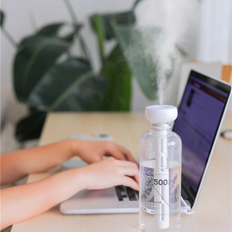 KBAYBO Mini USB Air Humidifier with Neon Light for Home Office Portable Essential Aroma Oil Diffuser Car Mist Maker Ultrasonic