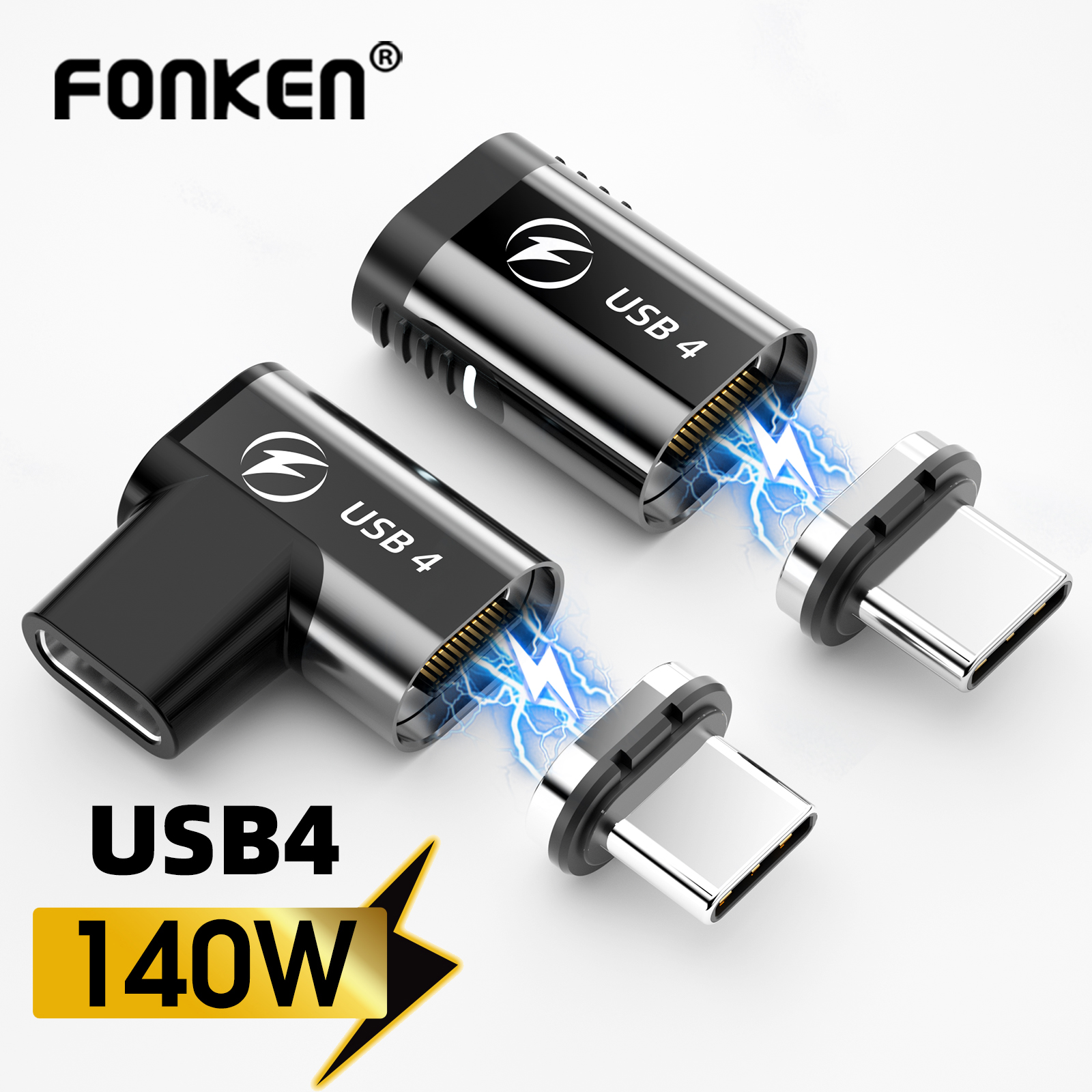 Adaptador magnético USB 4,0 de 140W, USB C a tipo C, 40Gbps, conector de Cable convertidor magnético de carga rápida, adaptador USB tipo C de 8K @ 60Hz