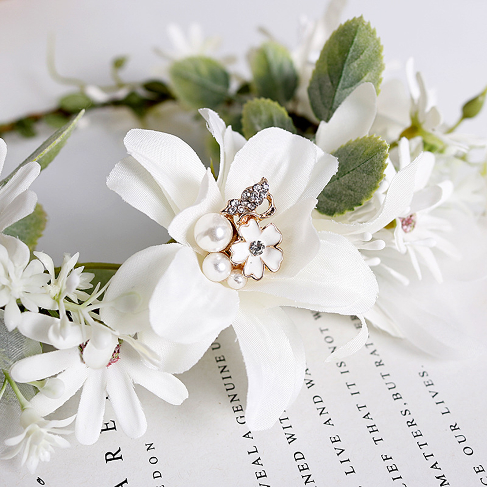 Simulatie Witte Krans Bruiloft Bloem Haarband Hoofdband Fotoshoot Hoofddeksels Rose Krans Bloem Haarband