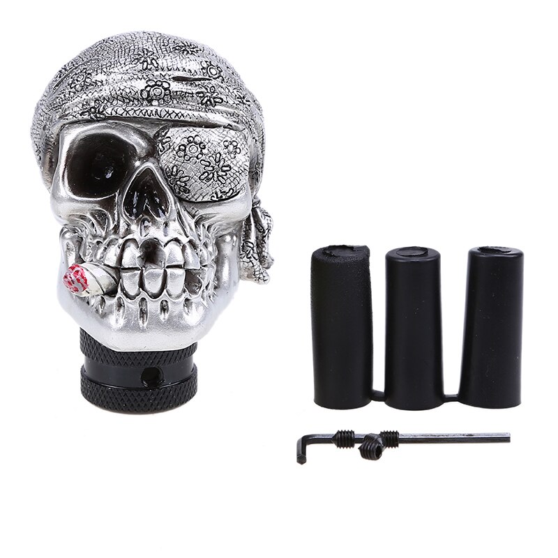 Universal Manual Gear Shift Knob Skull Pirate Pilot Series Gear Stick Shifter Replacements Car Accessories: Sliver Pirate