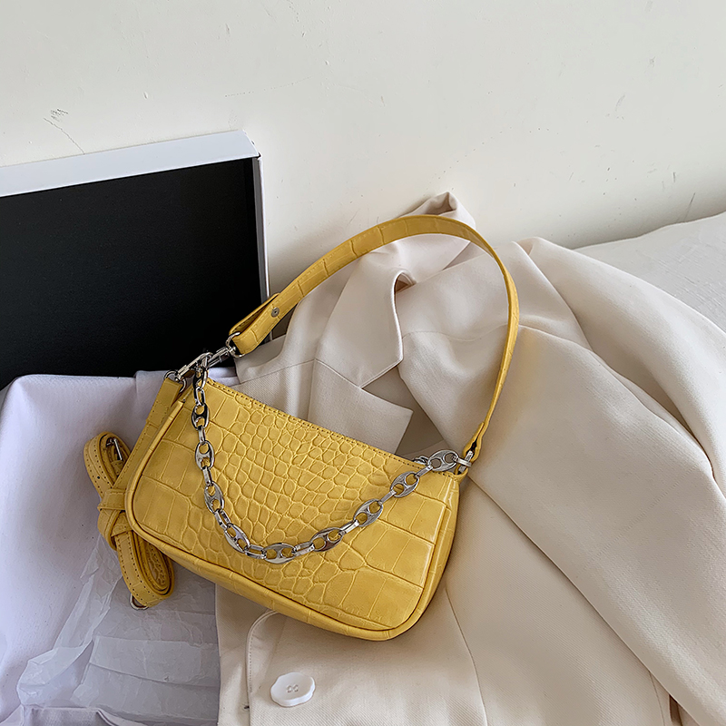 Kleine Pu Lederen Crossbody Tassen Voor Vrouwen Eenvoudige Schouder Handtassen Vrouwelijke Reizen Totes Lady Cross Body Bag: Crocodile Yellow