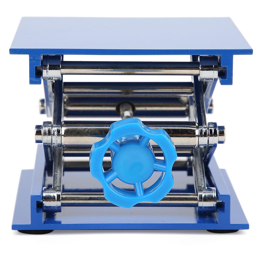 1pc elektropletteret aluminium lab løftestativ rack sakse jack løfter lab løfte platform mikroskop lab jack 100 x 100mm blå