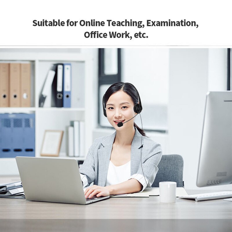 PC Computer Laptop Headphone with Noise Cancelling Microphone Chatting Network Teaching Video Conferencing USB Wired Headset