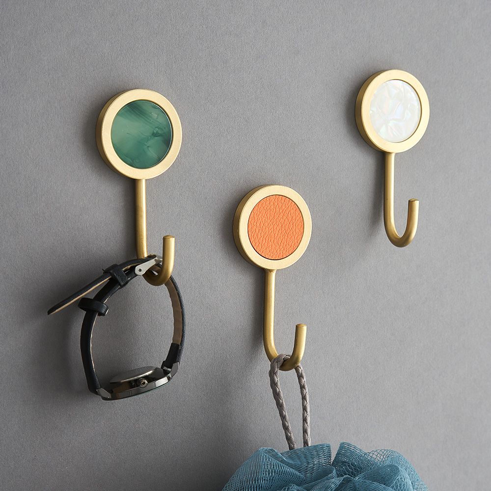 Nordic Home Decoration Accessories Brass Round Hook Living Room Wall Decoration Adhesive Hangers Key Hook Wall Hanger