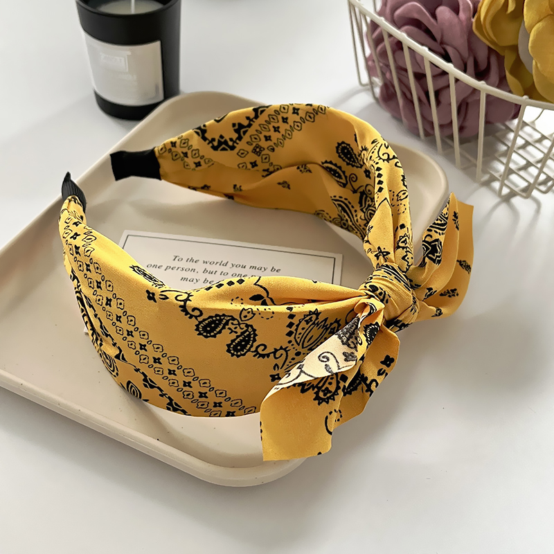 Paisley bandana hårbånd til kvinder topknyttet sløjfe pandebånd sød kaninøre turban hovedbind hårbånd pigetilbehør: Lyserød