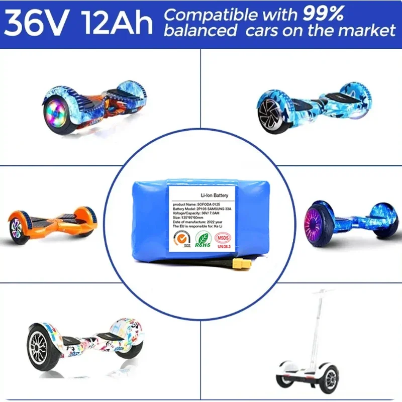 36V 7,0Ah Batterie Hoverboard Wiederaufladbare Li-Ion Akku Li-Ion Zelle Für Elektrische Selbst Gleichgewicht Rolle Hoverboard Einrad
