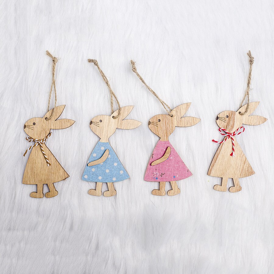 4 sztuk/zestaw 7*11cm wielkanoc królik dekoracje z drewna DIY drewno wiszące rzemiosło Słodki królik wielkanoc ozdoby zaopatrzenie solidny rzemiosła drewna