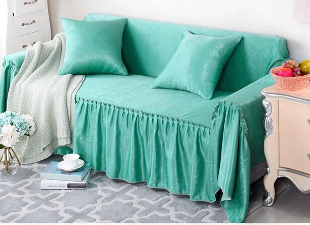 Solid Color Universal Couch Cover for Living Room Furniture Single/Two-seater Sofa Set Slipcovers Four Season: green / 45x45cm Pillowcase