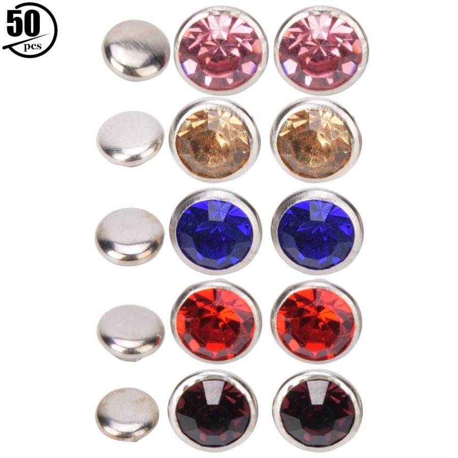 50 Sets Diamant Klinknagels Strass Klinknagels Crystal Diamond Studs Leren Craft Bag Kleding Decoratie