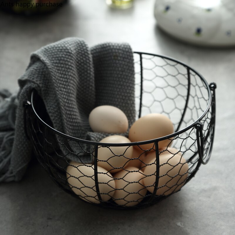 Panier de rangement en fer forgé | Couvercle de poule en céramique panier de fruits, panier de fruits à œufs Portable, fleur bleue, safran de cuisine, fournitures de stockage