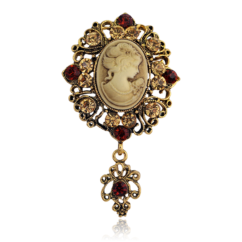 Estilo Vintage victoriano camafeo de Reina antiguo boda belleza broche Pin joyería: Chapado en zinc azul