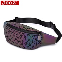 fanny pack Bananka women chest Packs PVC material Hip Bag Geometric luminous holographic waist pack belt bag Travel