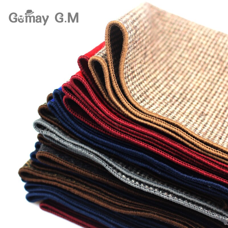 Wool Handkerchief For Men Suit Solid Pocket Square Business Hankies Classic Striped Hanky Plaid Pocket Towel
