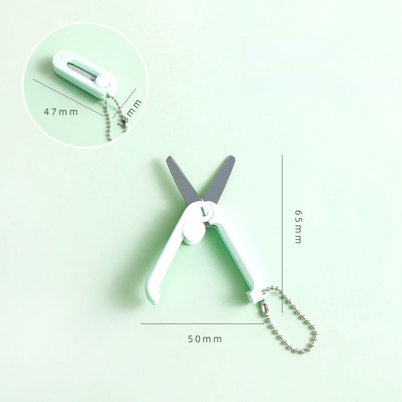 Stainless Steel Small Scissors Portable Mini Scissors Retractable Folding Scissors Multifunctional Safe and Cute: Green 1pc