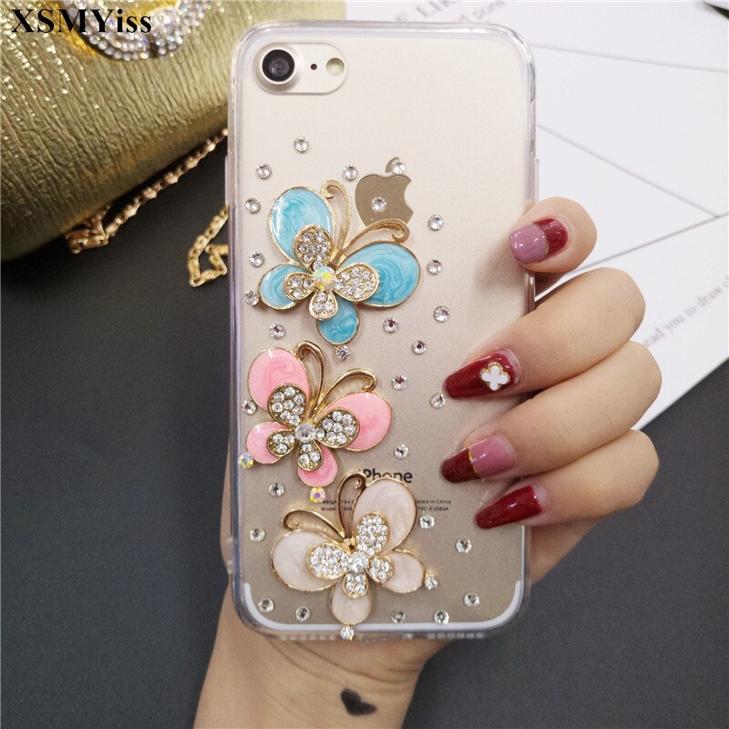 Telefon fall Für iphone 5 5S 6 6S 7 8 Plus X Xs 11 12 mini Pro Max XR Schmetterling Strass Diamant Weichen TPU Rückseitige Abdeckung: For iphone 11 pro