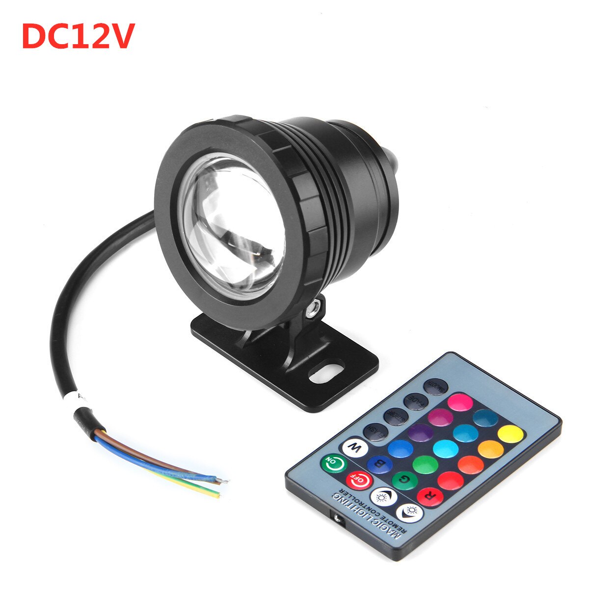 LED Fountain Light 20W RGB Underwater Lights Remote Control Waterproof Pond Spotlight for Swimming Pool Garden Lawn Pathway: black-DC12V / 2 pcs