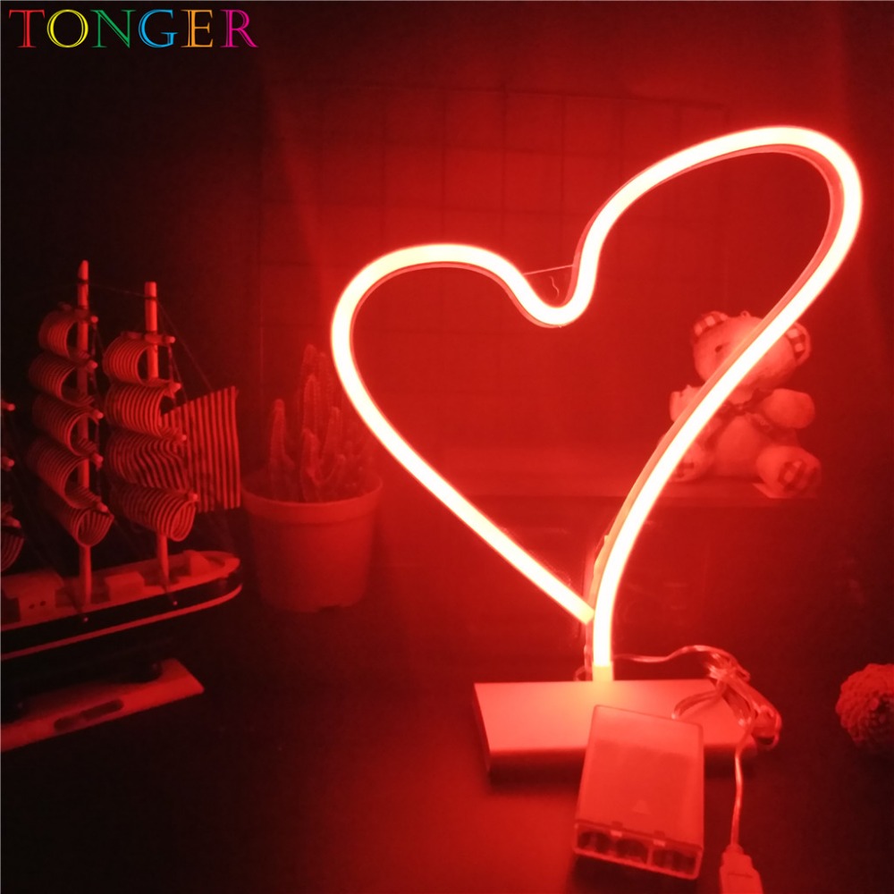TONGER, romántico, gran corazón, signo de LED neón, decoraciones de Sala de bodas, decoración de pared para el hogar, para amantes, amor, neón, iluminación de arte, decoración