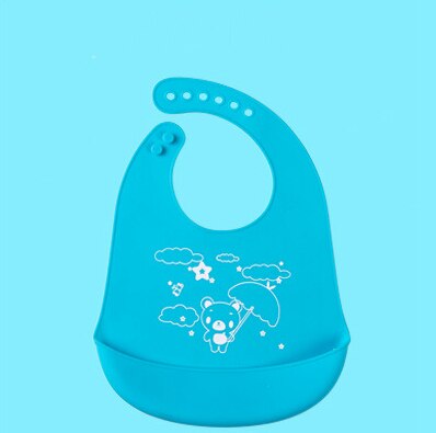 Bavaglini impermeabili regolabili in Silicone bavaglino morbido bavaglino Unisex neonati roba solido cartone animato stampa animalier ragazza ragazzo panni Burp: Blue