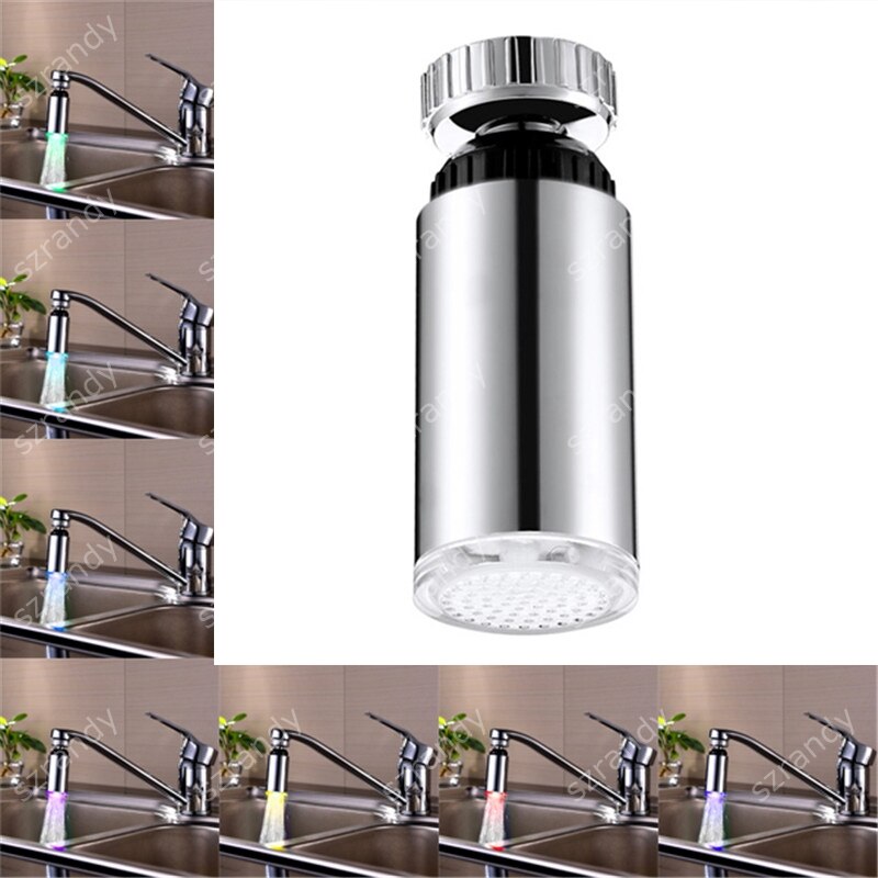 7 Kleuren Led Water Kraan Licht Veranderende Glow Douchekop Keuken Tap Beluchters