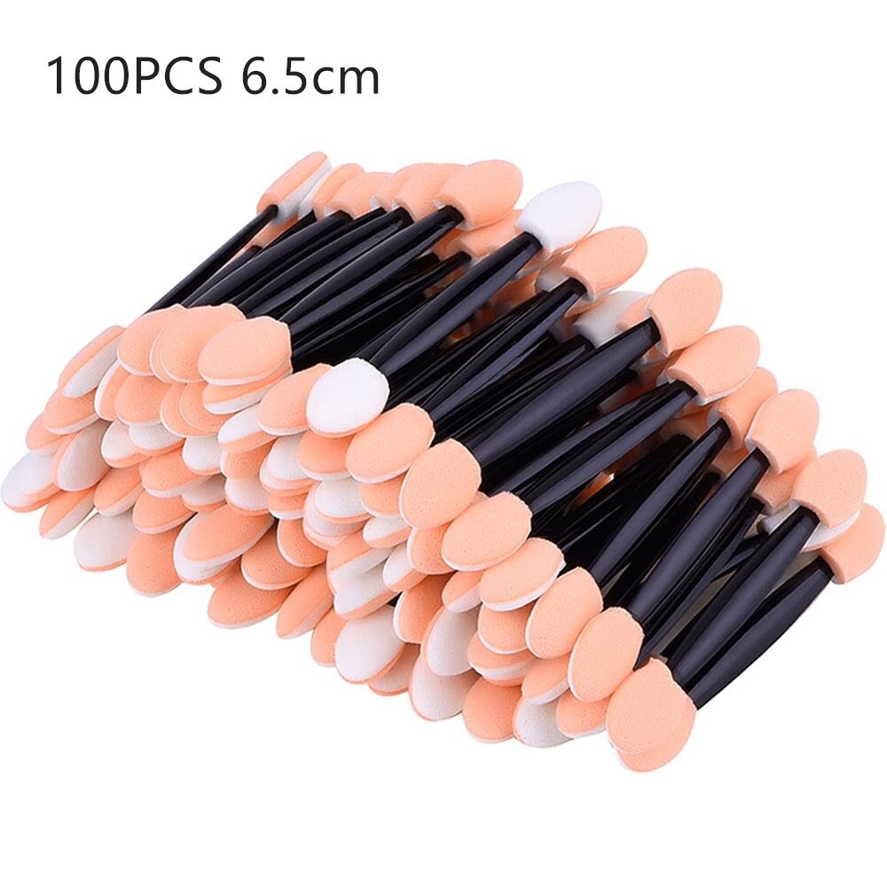 100 stk engangs øjenskygge børste dobbeltsidet svamp nylon sæt &amp; kits øjenskygge børster makeup kosmetisk applikator: Hvid