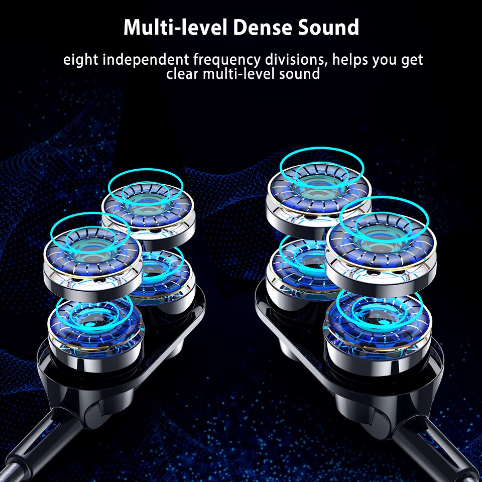 Dual Speaker Wired Earphone Headphones Headset For iPhone Xiaomi Computer Dual Driver Stereo Sport Earbuds Earphones hwith Mic