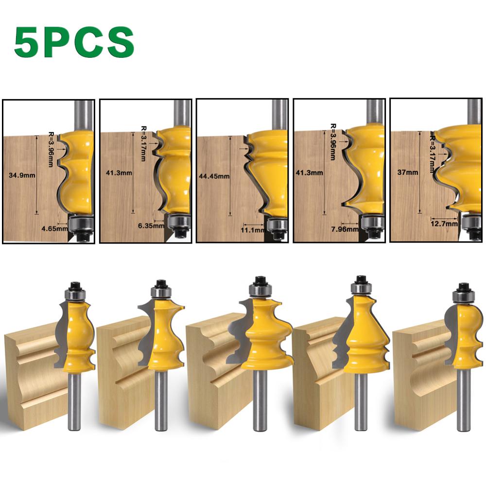 Couteau à lignes coupe-bois, boîtier et moulage de tige de 8mm jeu de mèches de toupie coupe-bois pour outils de travail du bois 1 pièce: 5PCS