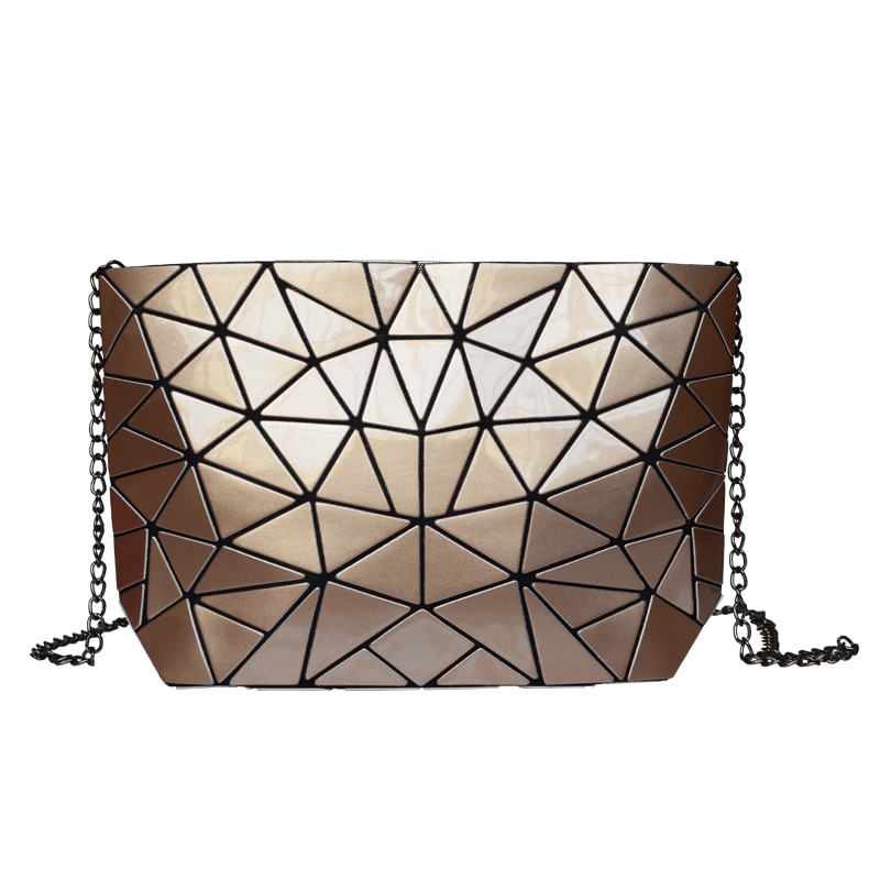 Geometrische Taschen Frauen Rucksäcke Mädchen Rucksäcke Folding Jugendliche Schüler Schule Taschen Rucksäcke Umhängetaschen: Chain golden