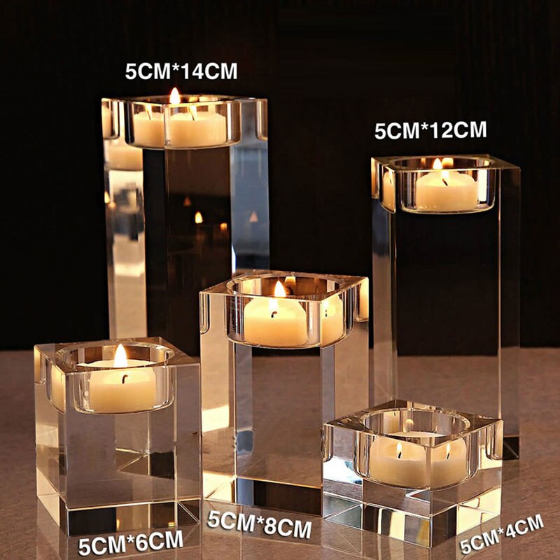 Nordic Crystal Candle Holder Wedding Centerpieces Ornaments Glass Candles Home Decor Geometric Centerpiece Wax Burner