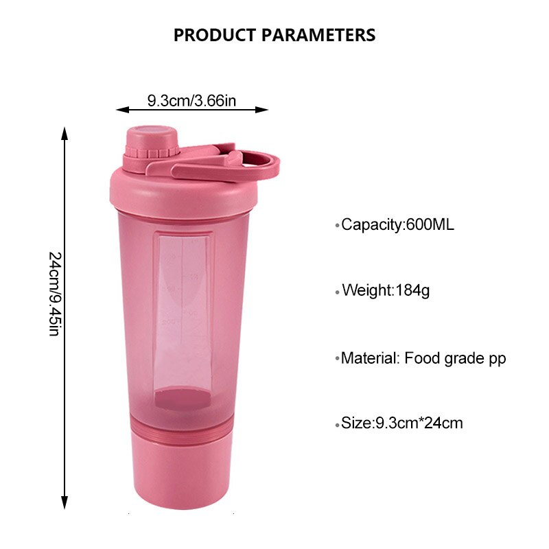 Mybotty kvinne gym proteinpulver shaker flaske med blanding ball jente vannflaske lekkasjesikker drikke fitness ernæringsflaske