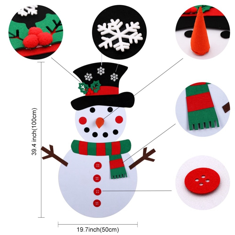 Kerst Diy Vilt Snowman Nieuwjaar Kinderen Speelgoed Met Ornamenten Deur Muur Opknoping Kit Kerst Decoraties Voor Huis