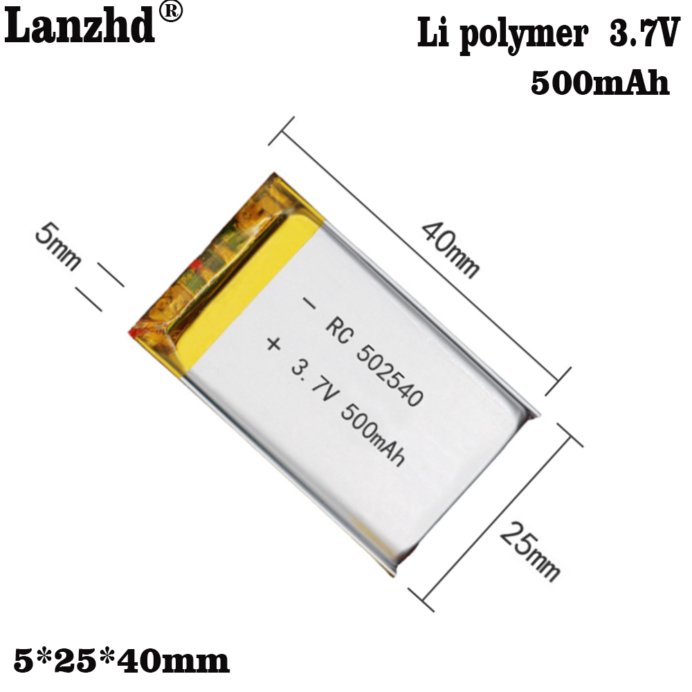 502540 500mah 3,7 V Lithium-Polymer-Akku für GPS MP3 DVD Bluetooth-Lautsprecher Headset Li-Ionen-Ersatz zelle