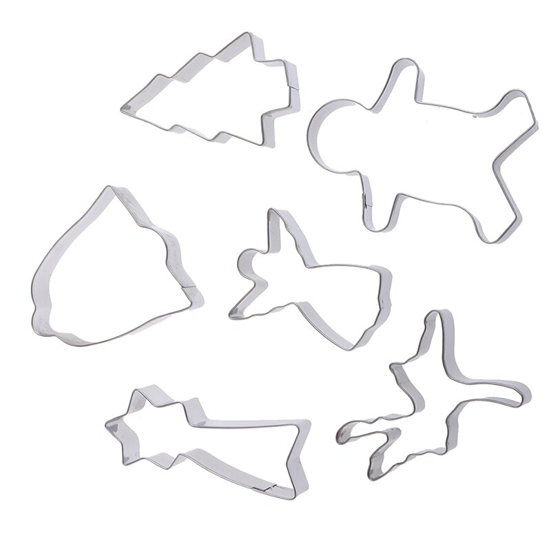 6 stks Kerst Cookie Cutter Rvs Cut Candy Biscuit Mold Koken Gereedschap Kerst Thema Cutters Bakvorm