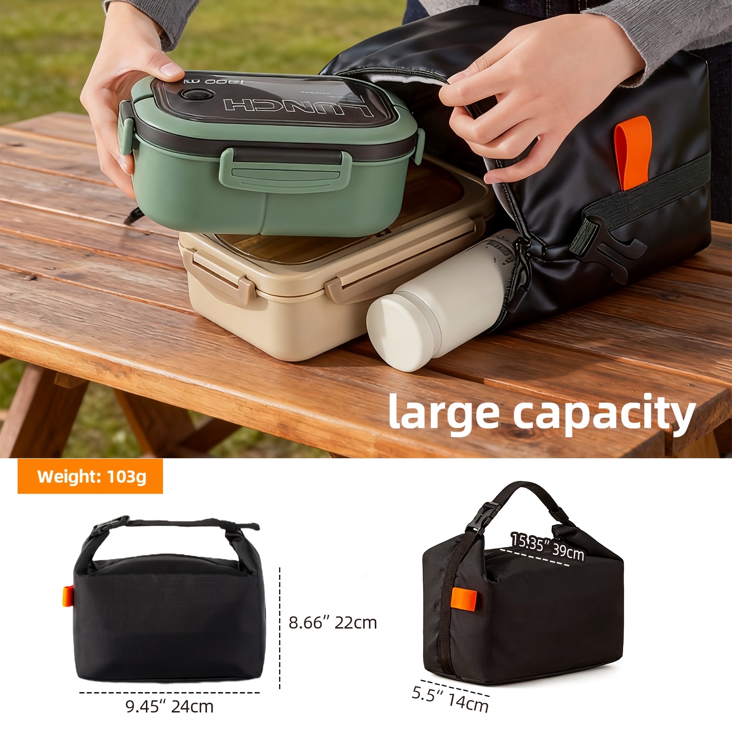 Große Tragbare Isolierte Kühltasche aus Aluminium mit Reißverschluss für Wärmeerhaltung, draussen-Camping, Reisen und Tägliche draussen-Ausstattung