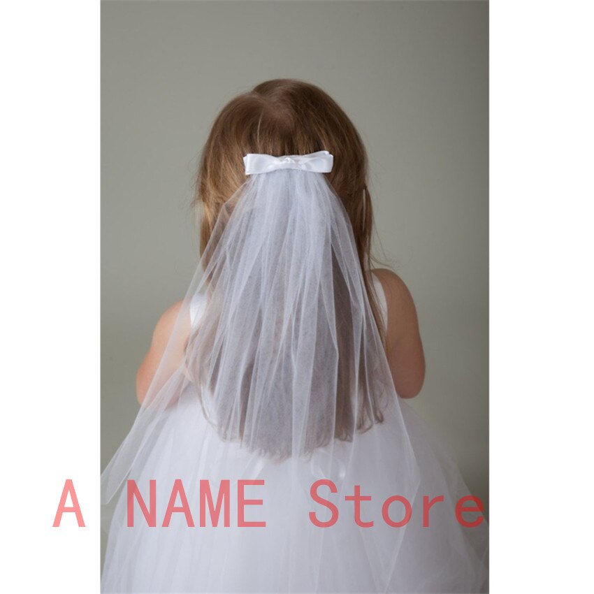 White Ivory Kid Girls First communion Veils One Layer Bows Wedding Flower children veil Voile Mariage Fille velos de novia