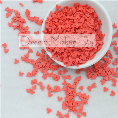 10g/ loten polymeerklei sprinkles mooie muis voor knutselen, diy confetti: Rood
