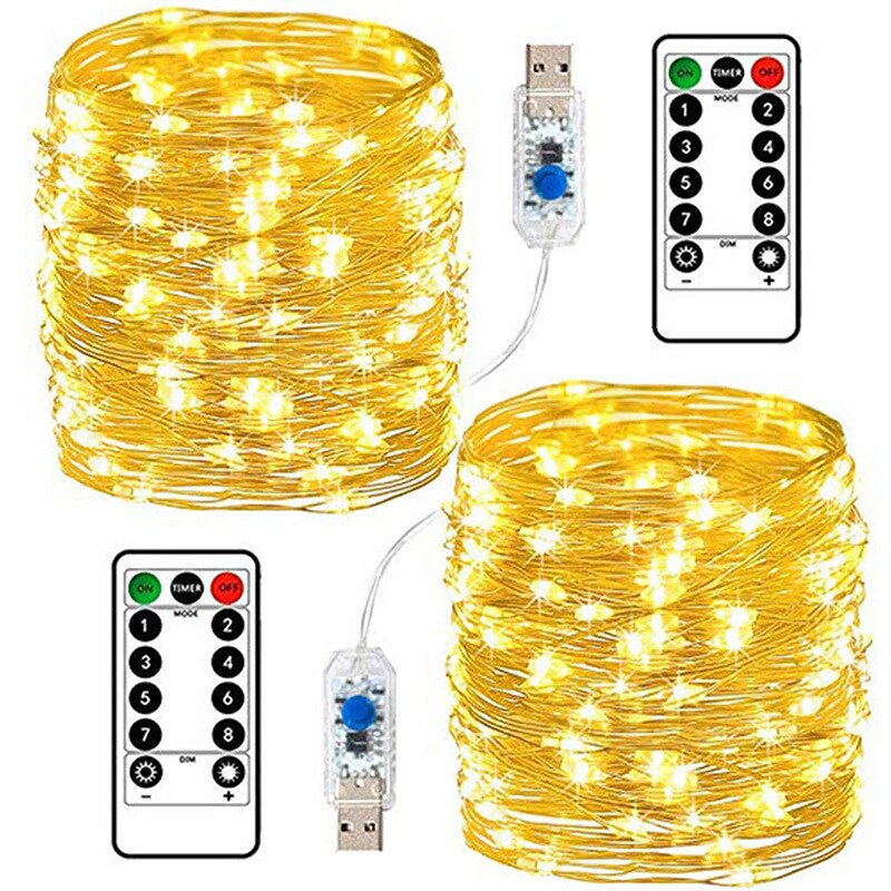 Usb Led String Licht Afstandsbediening 20M 200LED Fairy String Licht Koperdraad Voor Bruiloft Kerstvakantie Decor Lamp