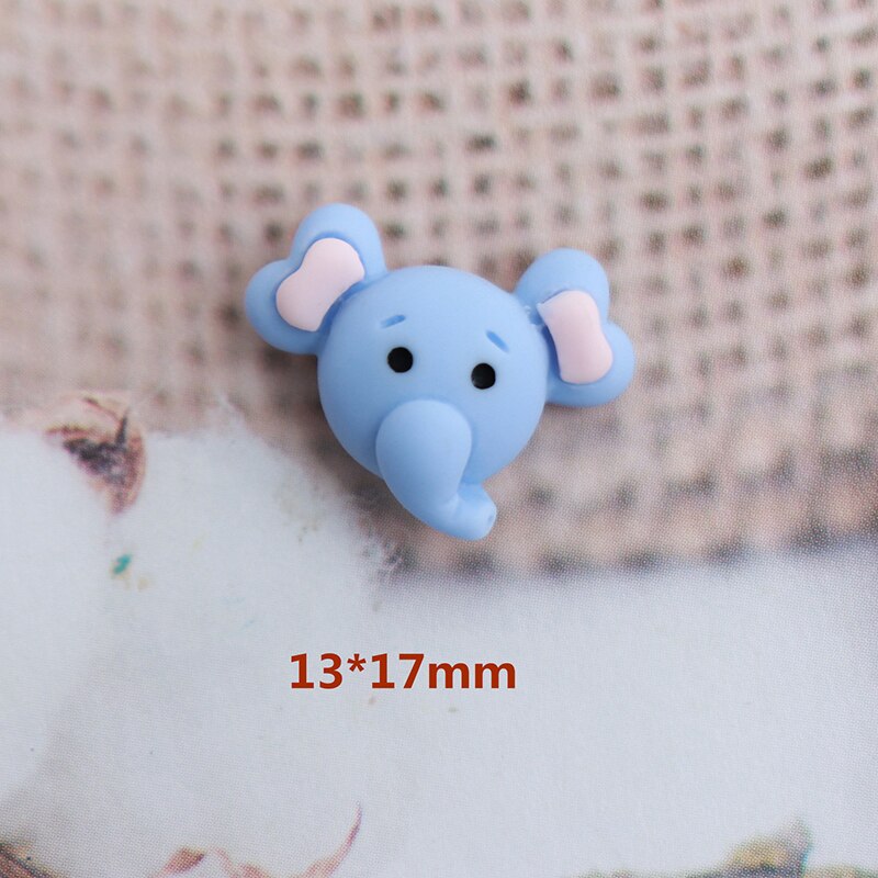 10 stk kawaii bjørn kanin små dyr øreringe perler harpiks flatback hårnåle udsmykning perle diy smykker tilbehør  w15: Ingen hul elefant
