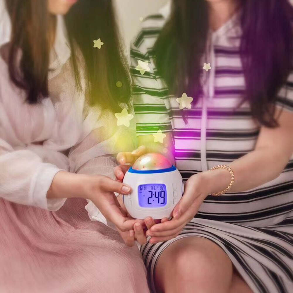 Music Starry Star Sky Digital Clock LED Projection Night Light Color Changing Projector Alarm Clock Calendar Children