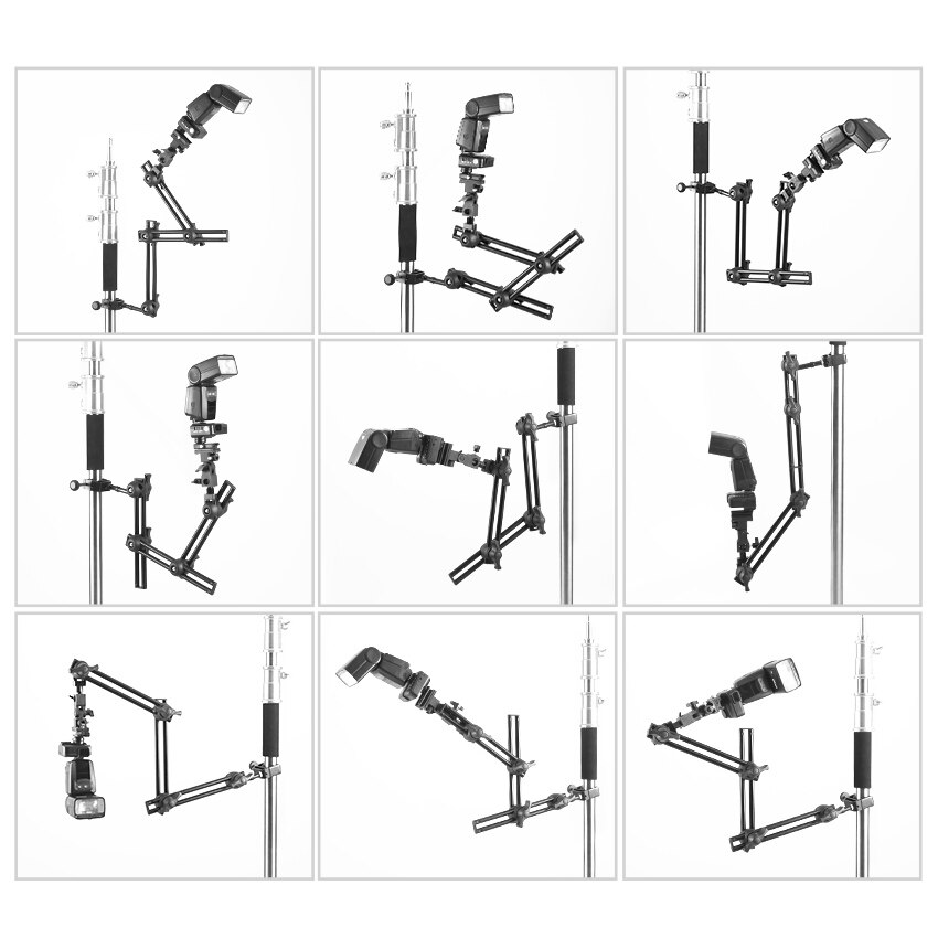 Lys stativ magisk væpne justerbar holderforlengelsesbrakettklemme til slr lcd-skjerm ledet-blitslys kamera tilbehør