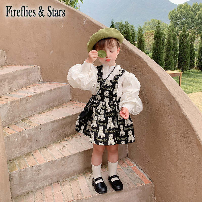 Jupe à bretelles pour filles, jupe bébé, jupe enfants, bretelles, robe enfants, dessin animé broderie, 1-7 ans, printemps automne