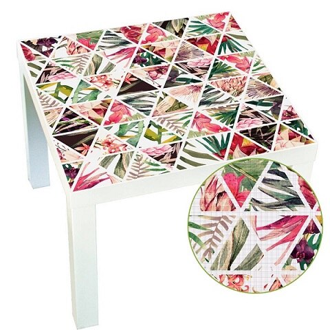 DIY Vinly Tropical Flower Triangle Tile Tablecloth Cantact Paper Waterproof Self Adhesive Table Stickers For Kitchen Dining Room: 005