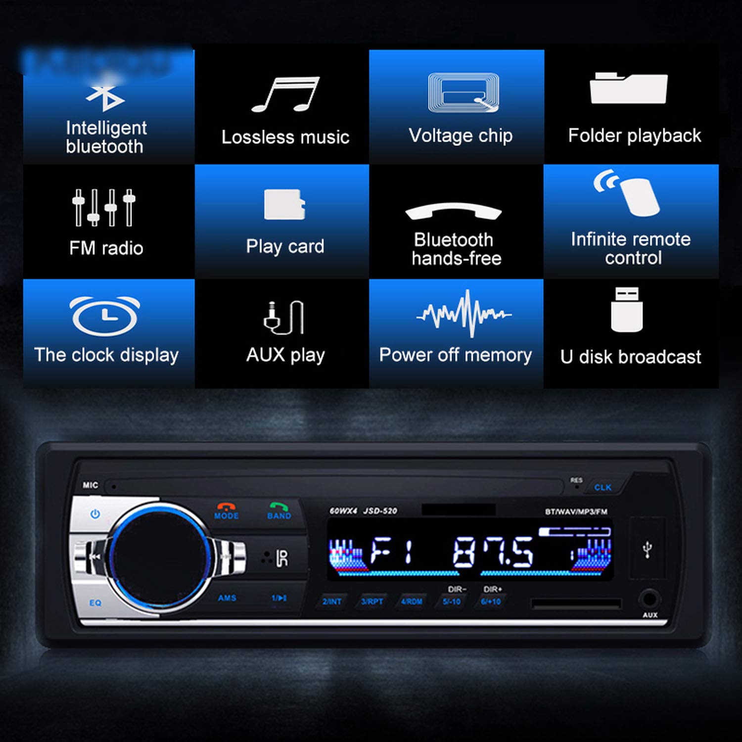 Car 24V Bluetooth MP3 Car Radio Stereo Bluetooth 24V in-Dash 1 Din FM Aux Input Receiver JSD-520 FM Radio